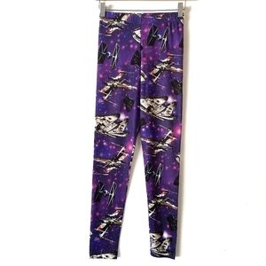 Star Wars purple galaxy spaceship print leggings
